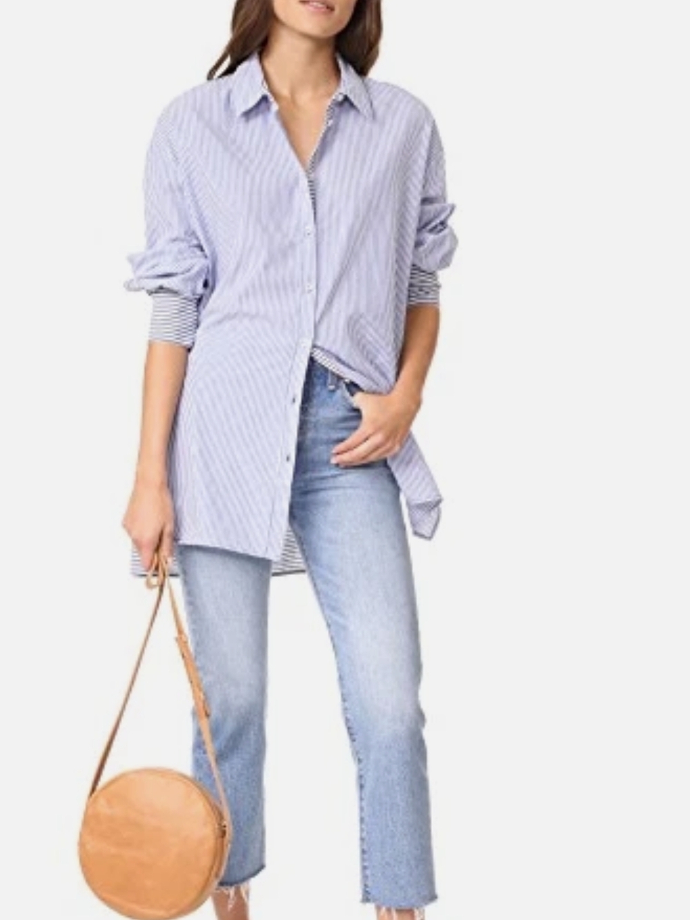 Free People Pinstripe Button-Down Shirt